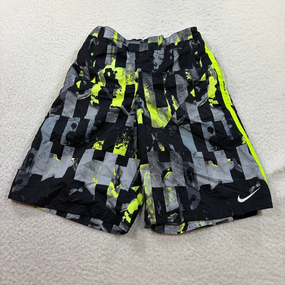 Nike Swim Shorts Boys XL Black Volt NESS7661 Board Shorts Graphic Print
